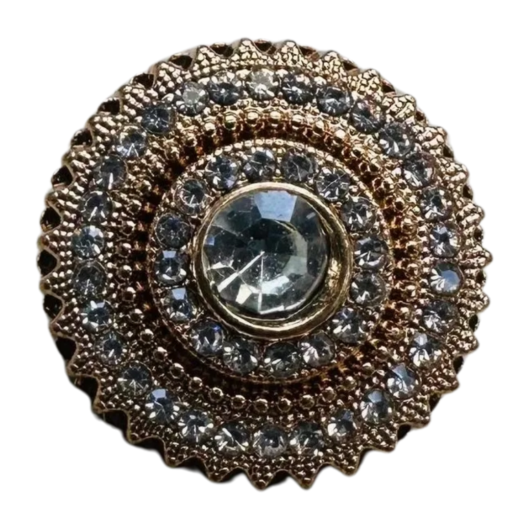 Gold Rhinestone Button 18mm Shank Button – Sold Individually
