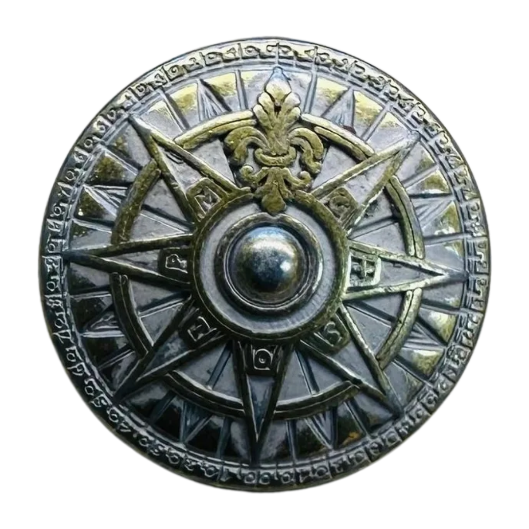 Antique Gold Compass Button – 15mm Metal Shank Button