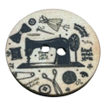 Sewing machine button 23mm black haberdashery design on sepia tone sold individually