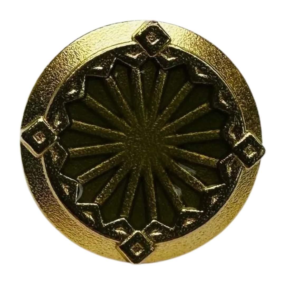 Metal Button – Green Enamel & Gold Tone – 18mm (Also in 28mm) – Sold Individually