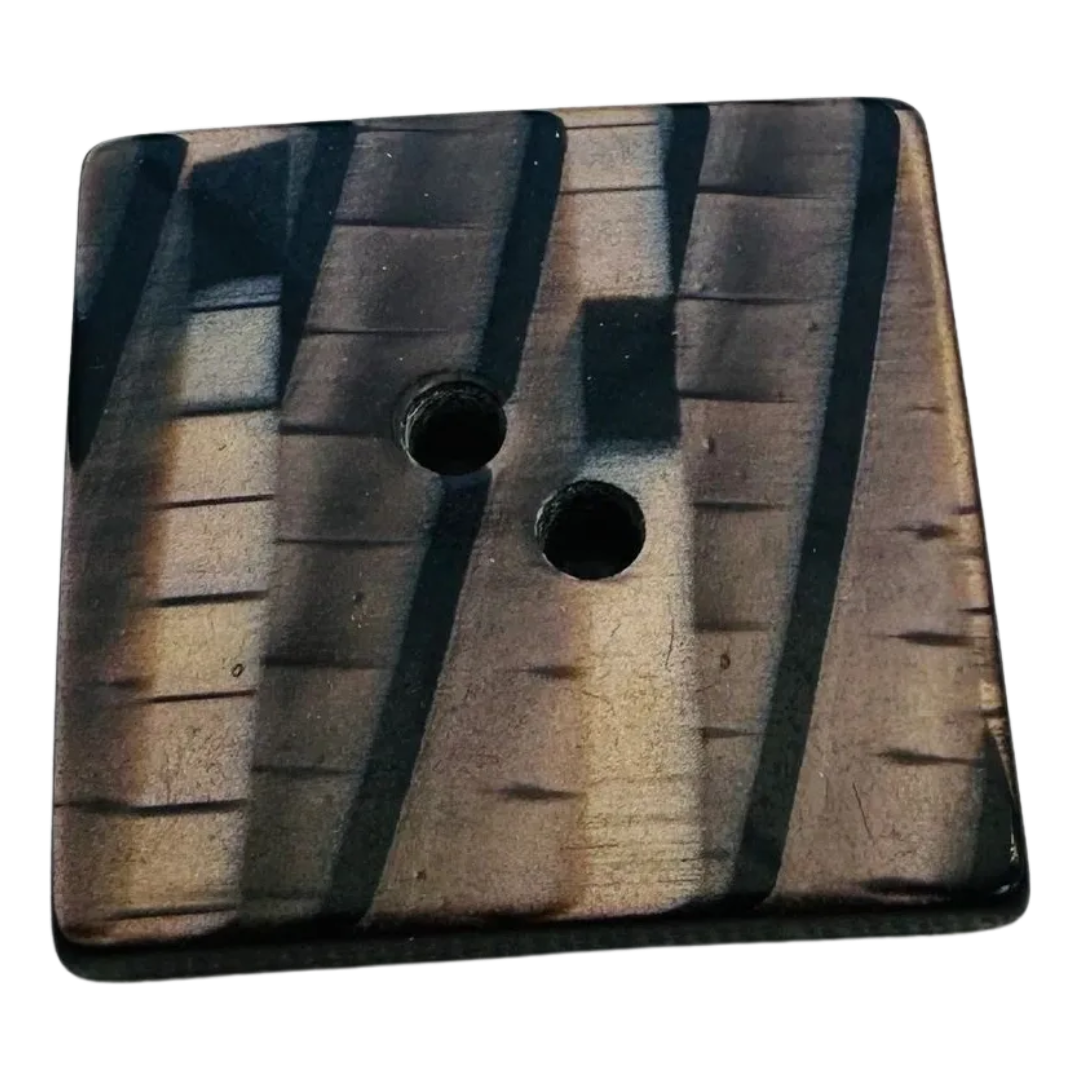 Square Rhodoid Button – 30mm – Layered French Design – Sold Individually