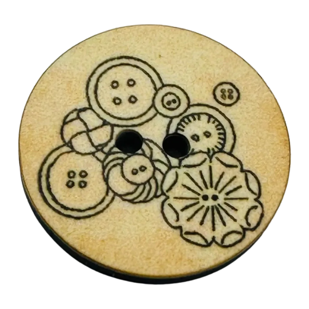 Button print button 23mm sepia tones sold individually