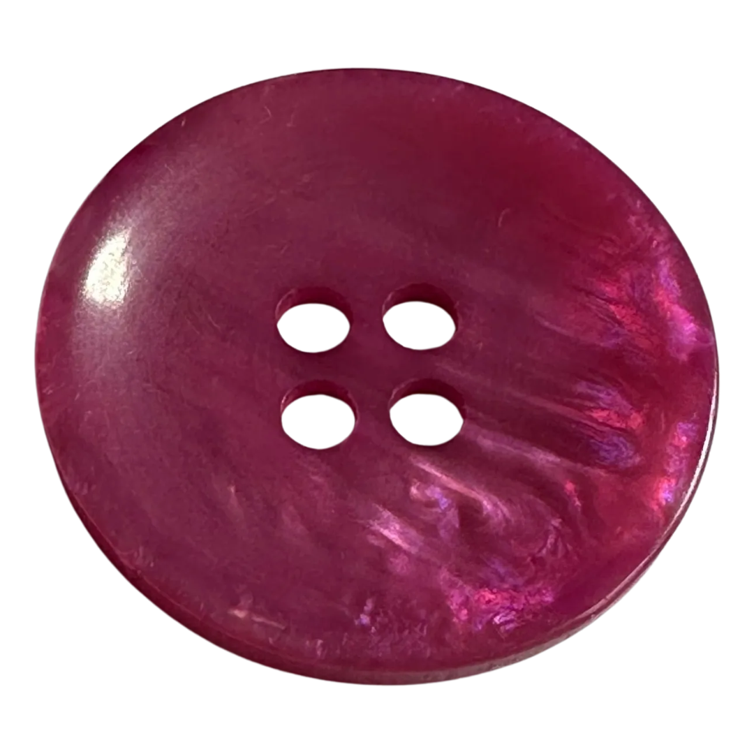 Bright pink button 28mm pearly iridescent finish sold individually