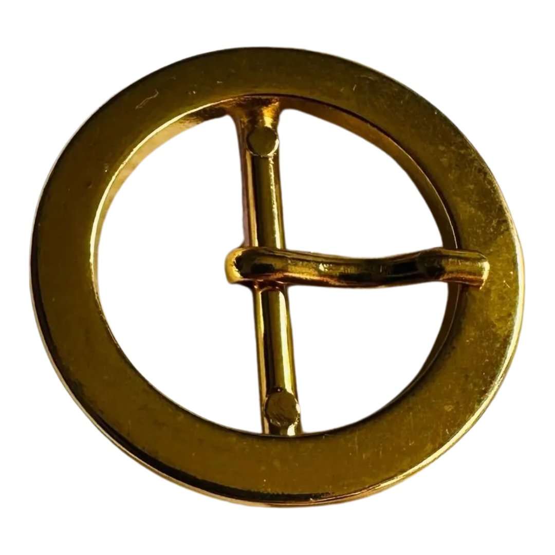 Metal buckle bright-gold tone with a prong to fit a strap 25mm
