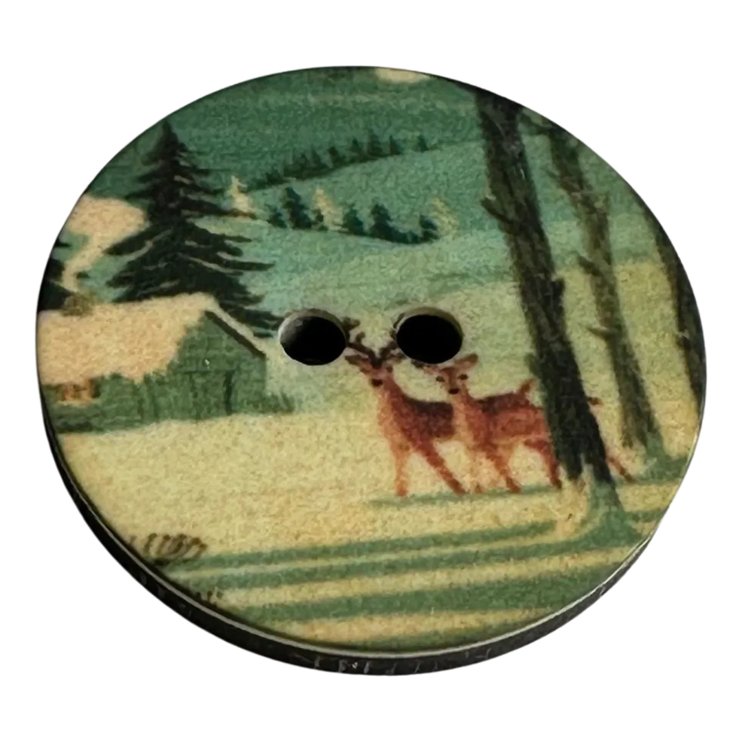 Winter Landscape button 23mm Scandinavian style design sold individually