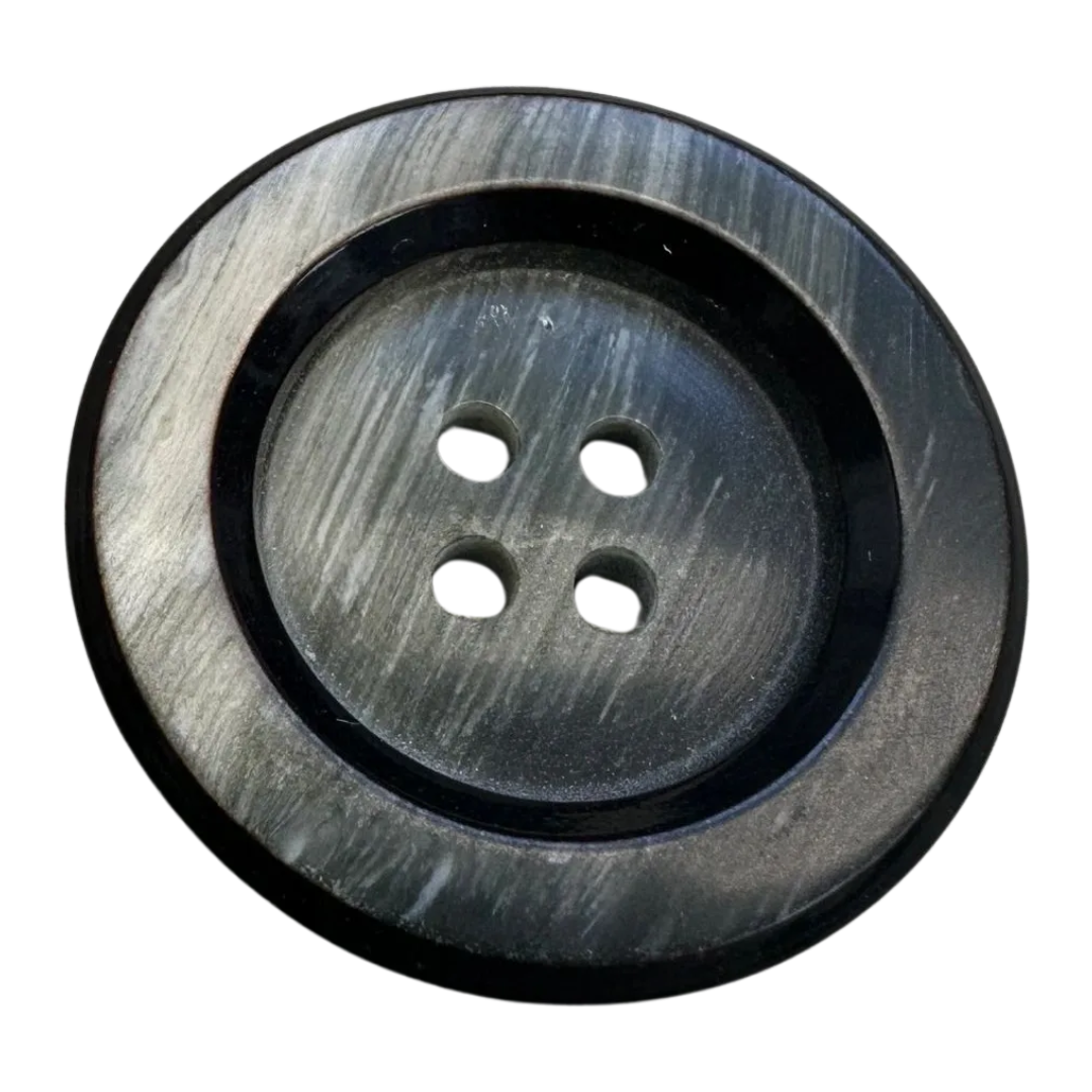 Black & Cream Button 28mm – Marbled Effect Design – Sold Individually