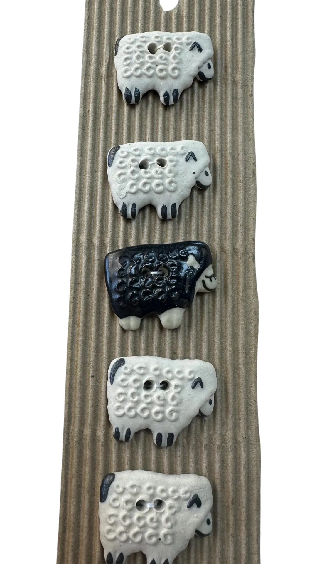 Ceramic sheep buttons 32mm a card of five