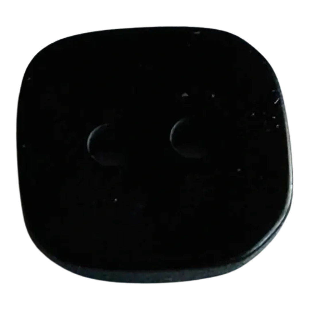 Black button 11mm glossy square design sold individually