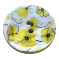 Yellow flower button 23mm on a white pearl background sold individually
