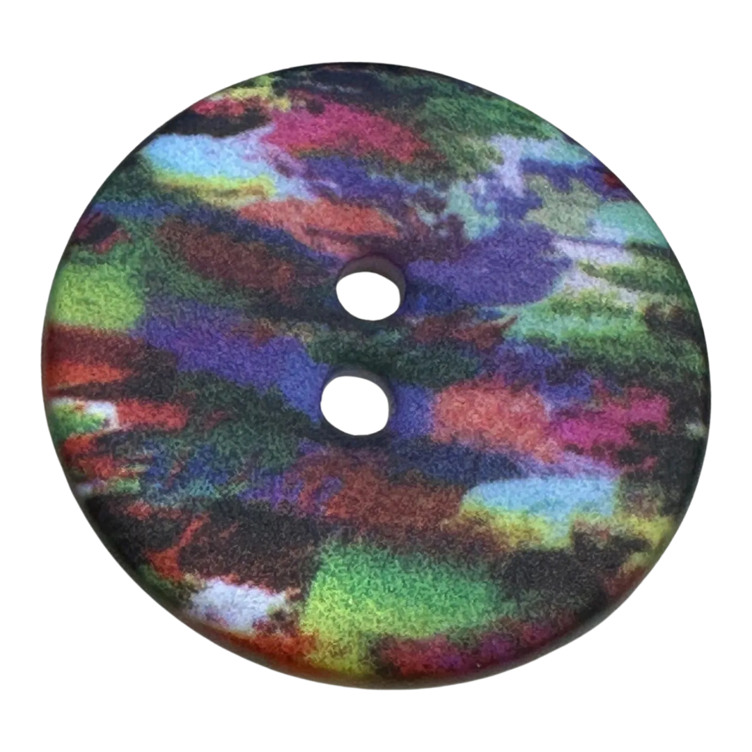 Multicoloured abstract button 25mm printed shell sold individually