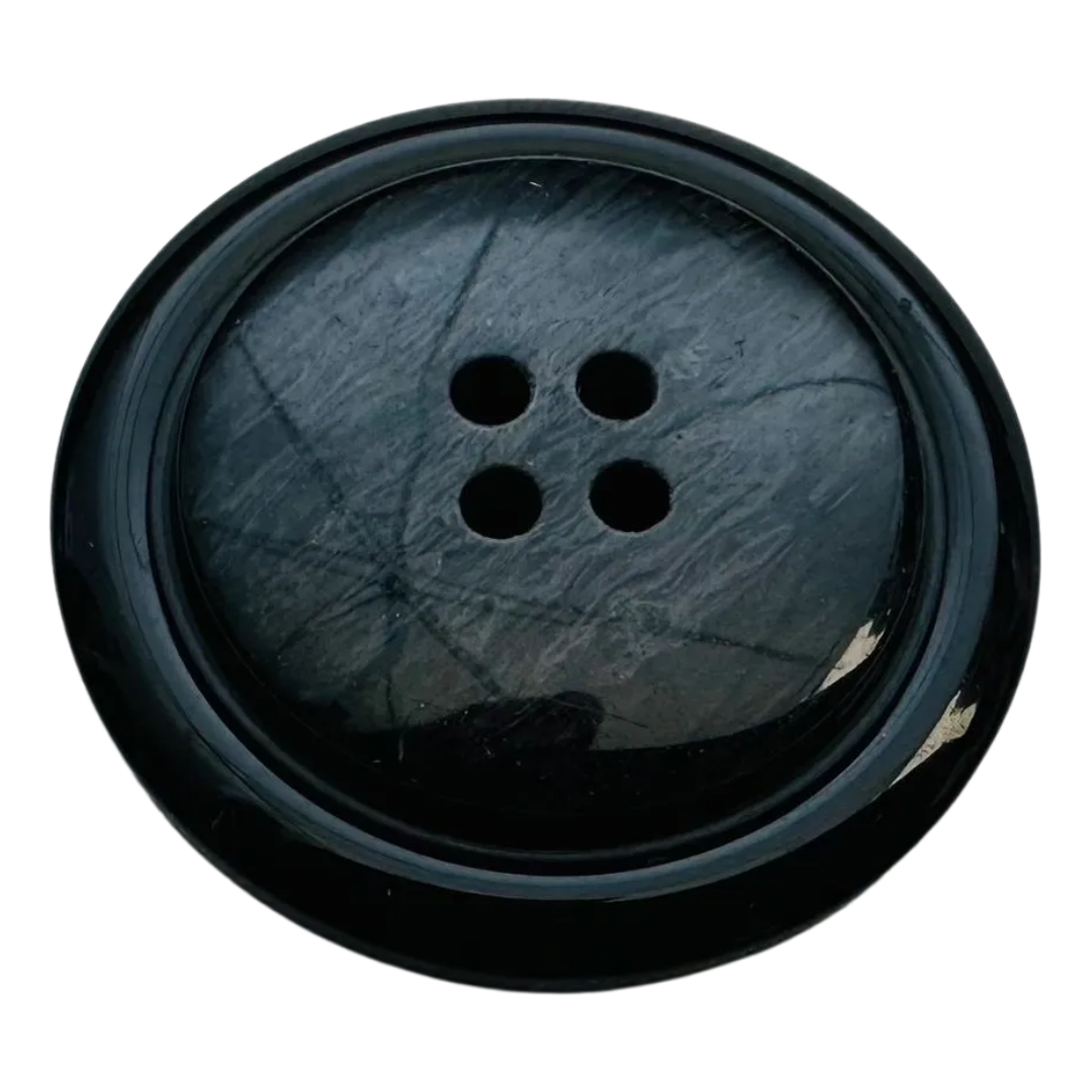 Black & Grey Coat Button – 34mm Classic Four Hole – Also Available in 24mm