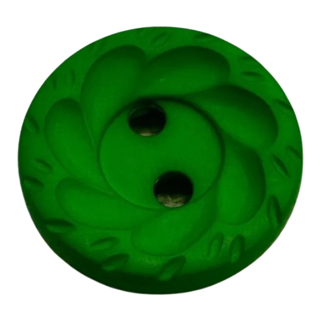 Green Matte Button – 15mm (24L, 5/8") – Two Hole – Sold Individually