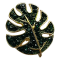 Rhinestone leaf button green and gold-tone 21 x 25mm sold individually