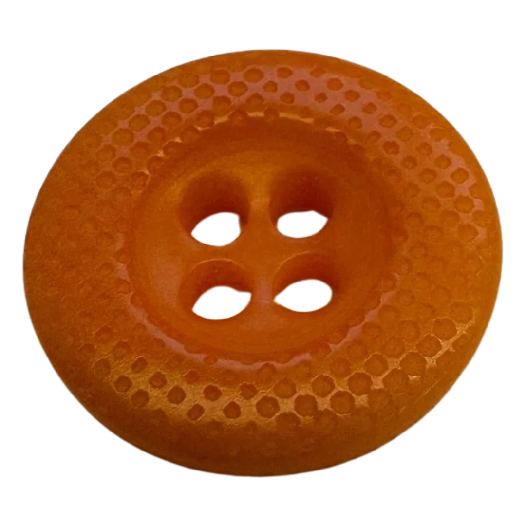 Orange Corozo Button – 15mm Natural Finish – Sold Individually