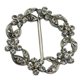 Rhinestone Slide Buckle – Silver Tone Floral Design – 30mm
