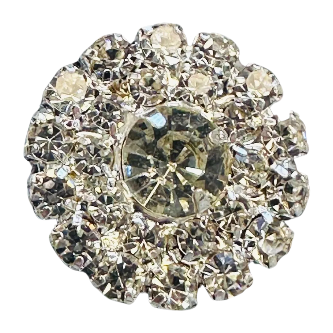 Rhinestone Button 20mm – Silver Diamante Statement Button – Sold Individually