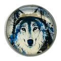 Wolf button 22mm glass and metal sold individually