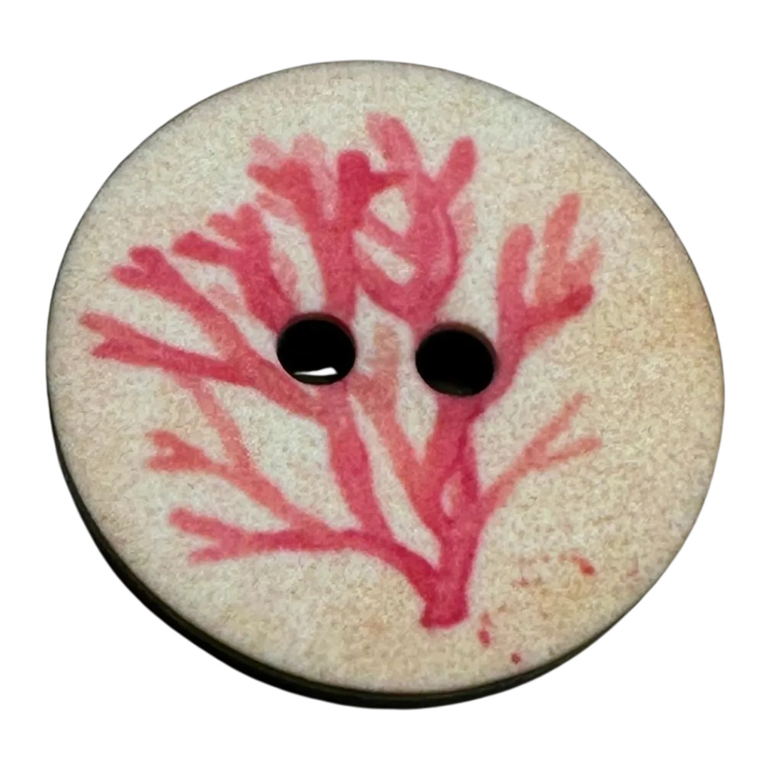Coral design button pink and beige 18mm sold individually