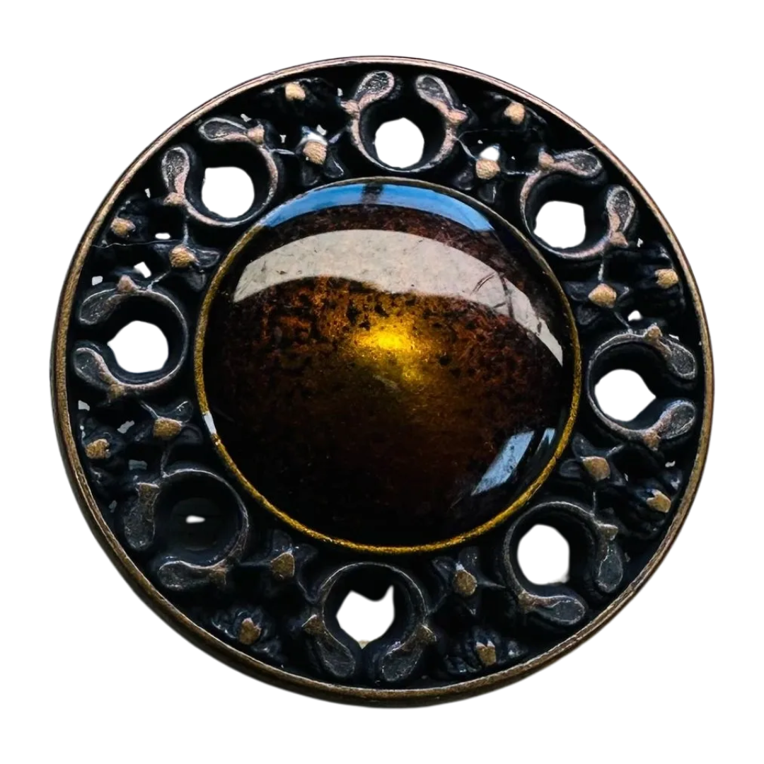Brown Glass Effect Buttons – 28mm (44L / 1 1/8") Metal & Resin Shank – Sold Individually
