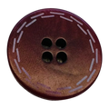 Corozo Button – 23mm – Burgundy Stitch Detail – Natural Vegetable Ivory Button