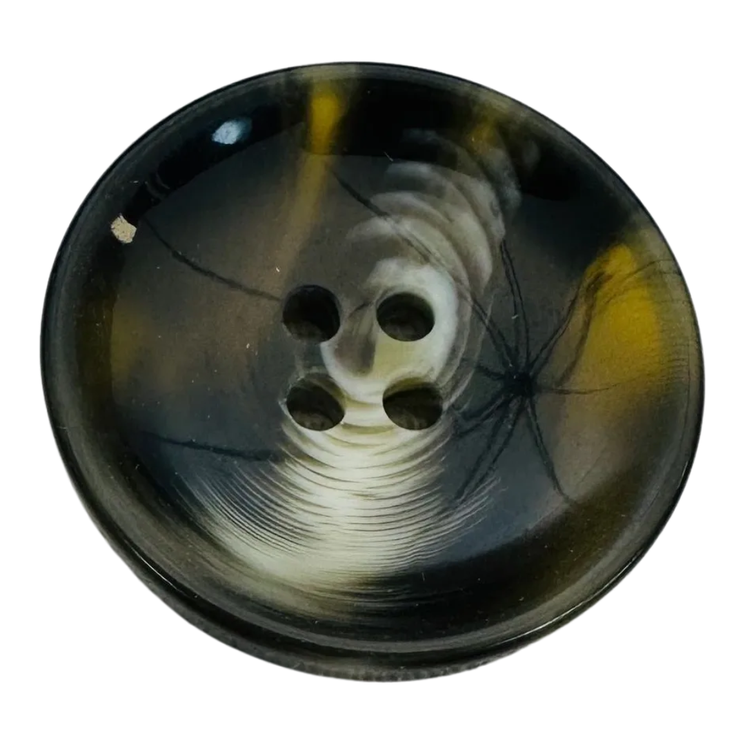 Brown and Beige Marble Effect Button 30mm – Glossy Four Hole Coat Button – Sold Individually