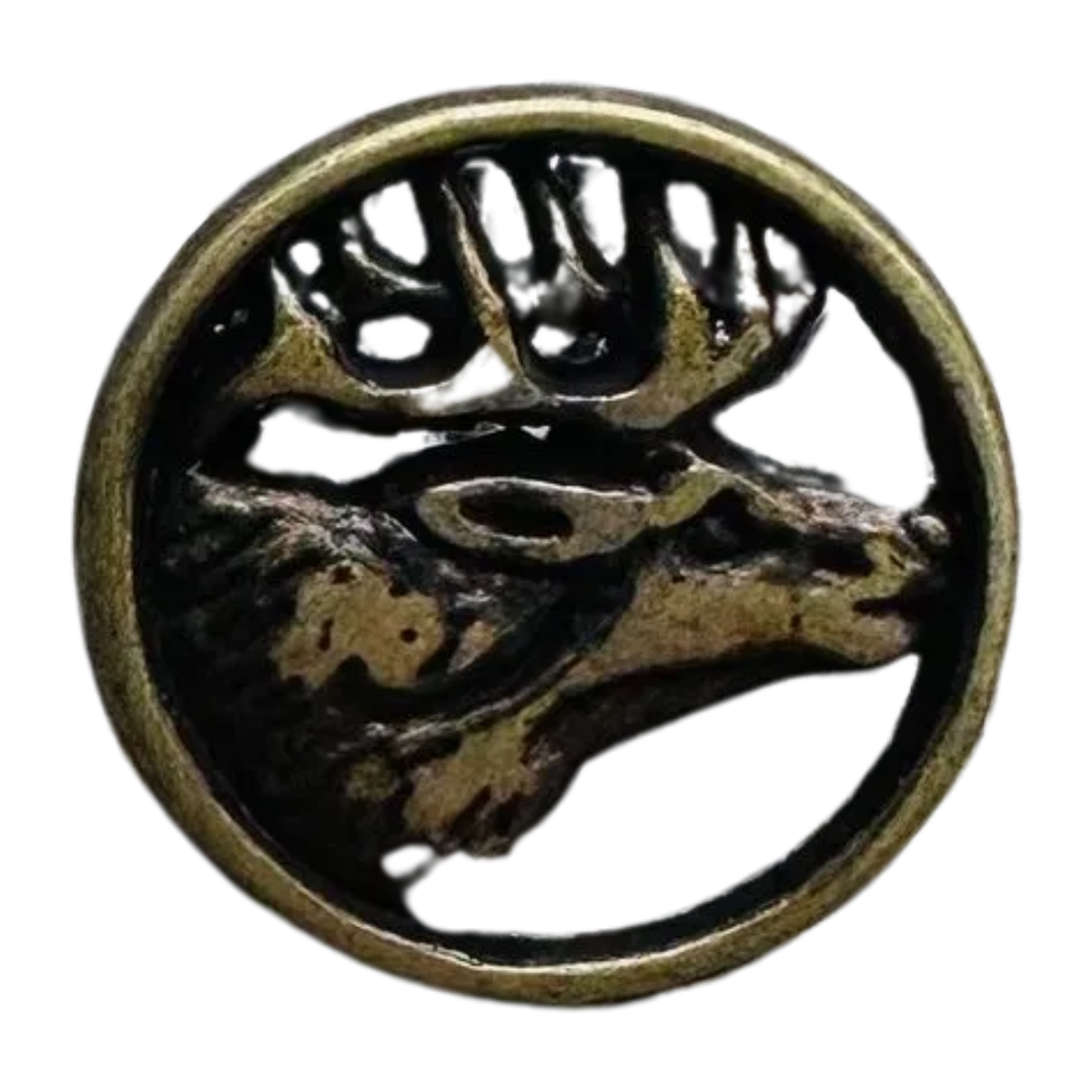Metal stag button 15mm sold individually bronze tone