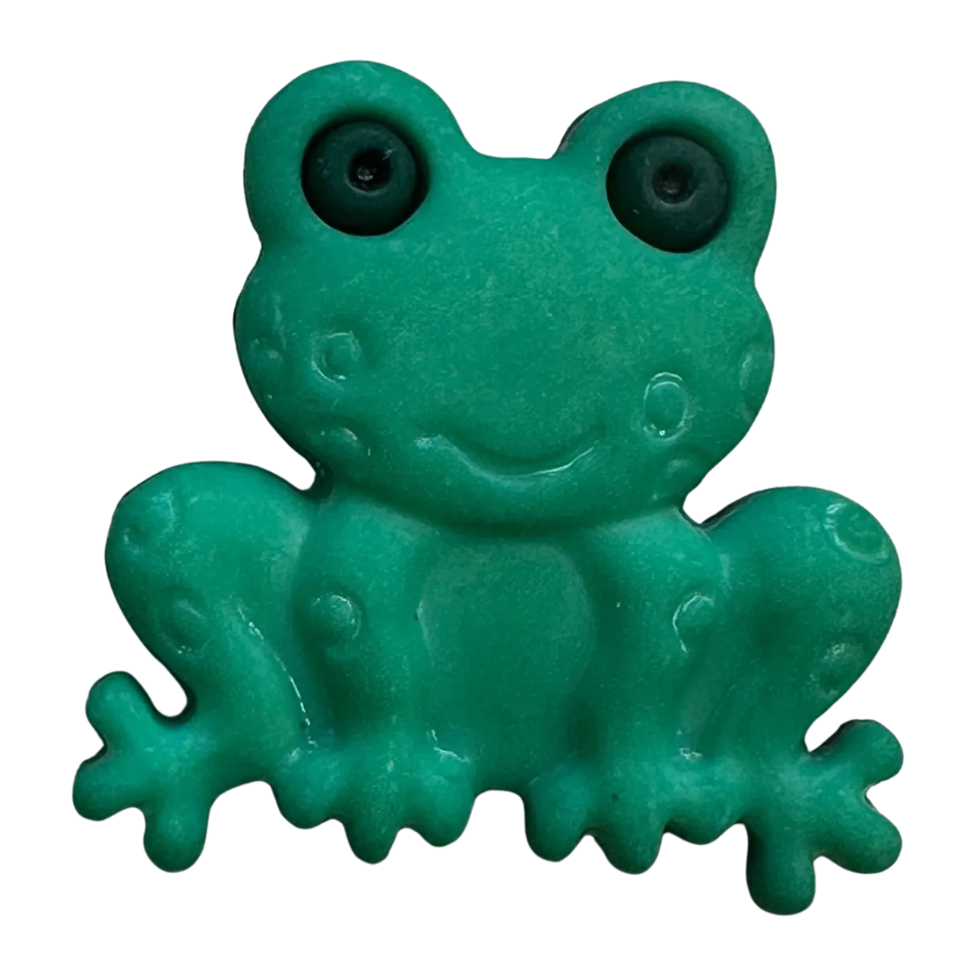 Frog button 22mm green novelty design sold individually