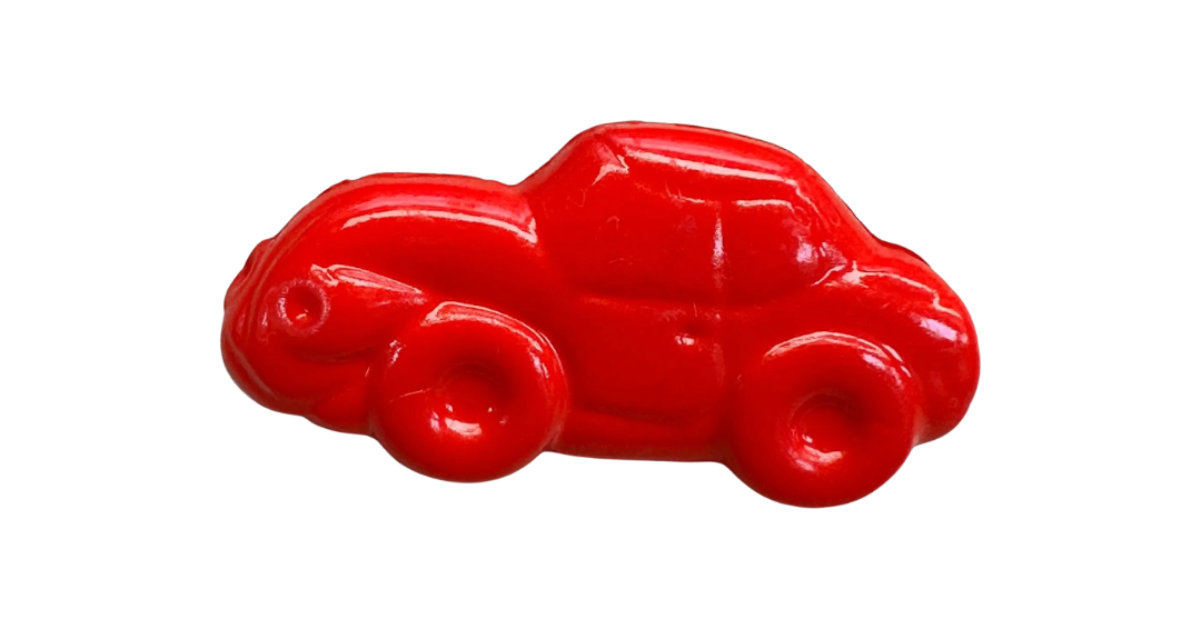 Red car button 28 x 18mm novelty design sold individually