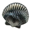 Silver Shell Buttons – 11 mm Metal Shank Buttons – Coastal Scallop Shell Design – Sold Individually
