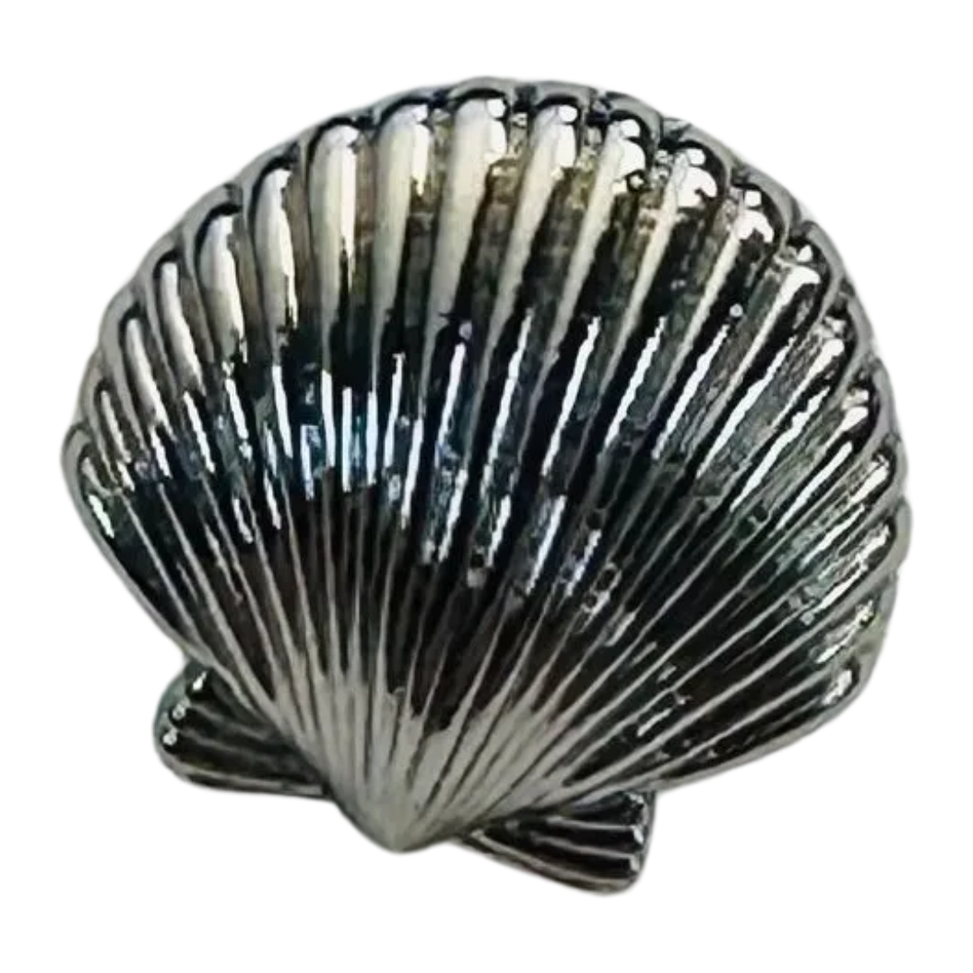 Silver Shell Buttons – 11 mm Metal Shank Buttons – Coastal Scallop Shell Design – Sold Individually