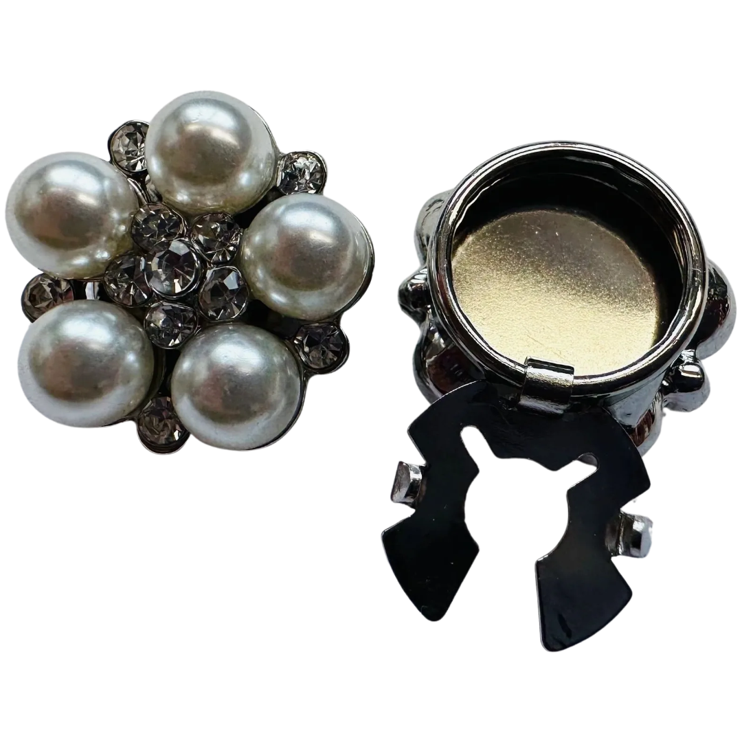 Button Covers – Pearl & Rhinestone Cluster – 20mm – Sold Individually