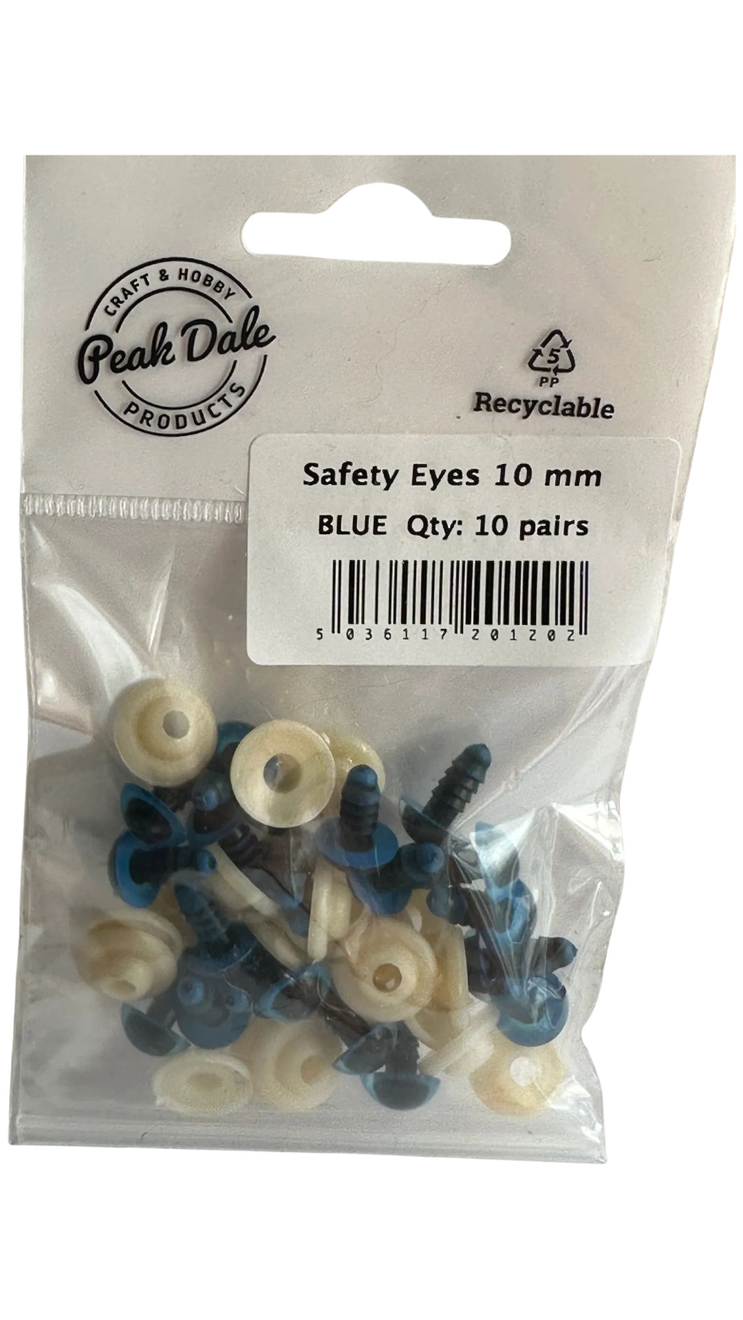 10mm blue toy safety eyes sold as a pack of ten pairs