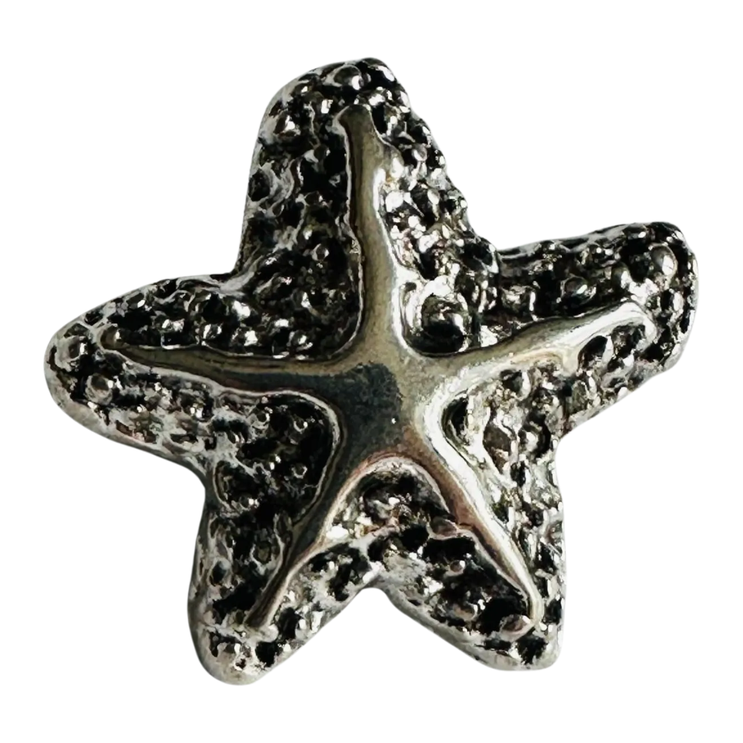 Metal starfish button 20mm on a shank silver-tone sold individually