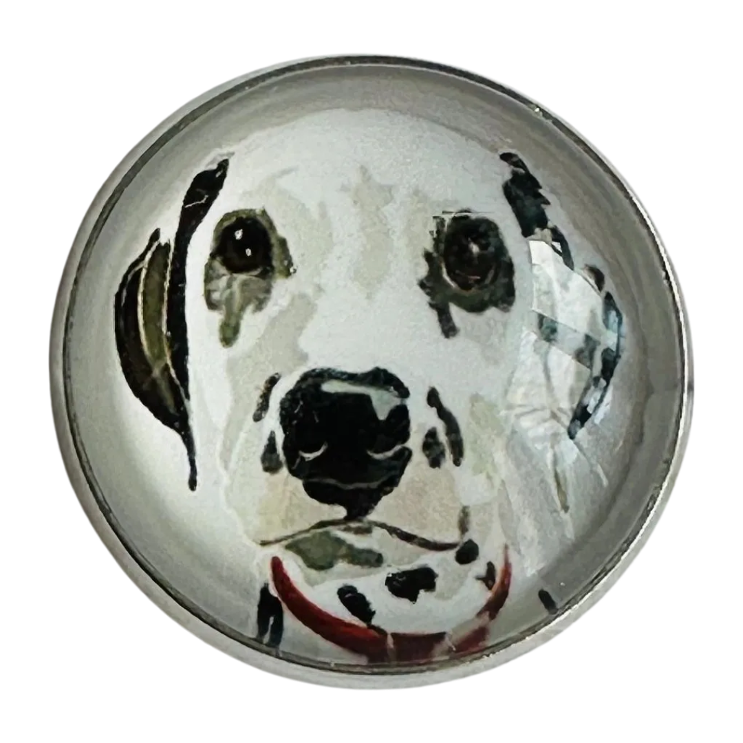 Dalmatian dg button 22mm glass and metal sold individually