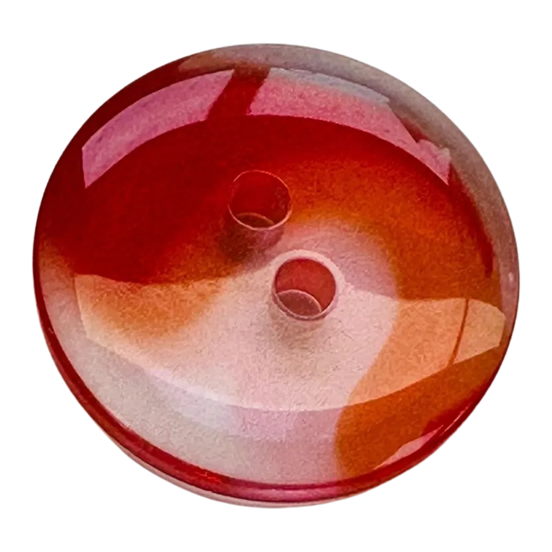 Red button 20mm with orange and transparent highlights sold individually