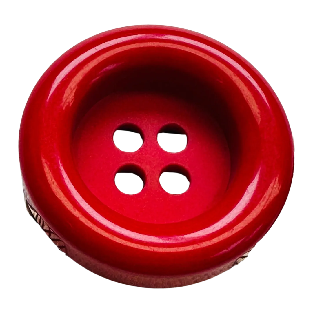 Red Buttons 27mm – Chunky Hand Dyed Coat & Cardigan Buttons – Sold Individually