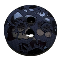 Black button 12mm floral damask design sold individually