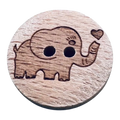 Elephant Wooden Button 18mm – Natural Engraved Design by Dill – Sold Individually