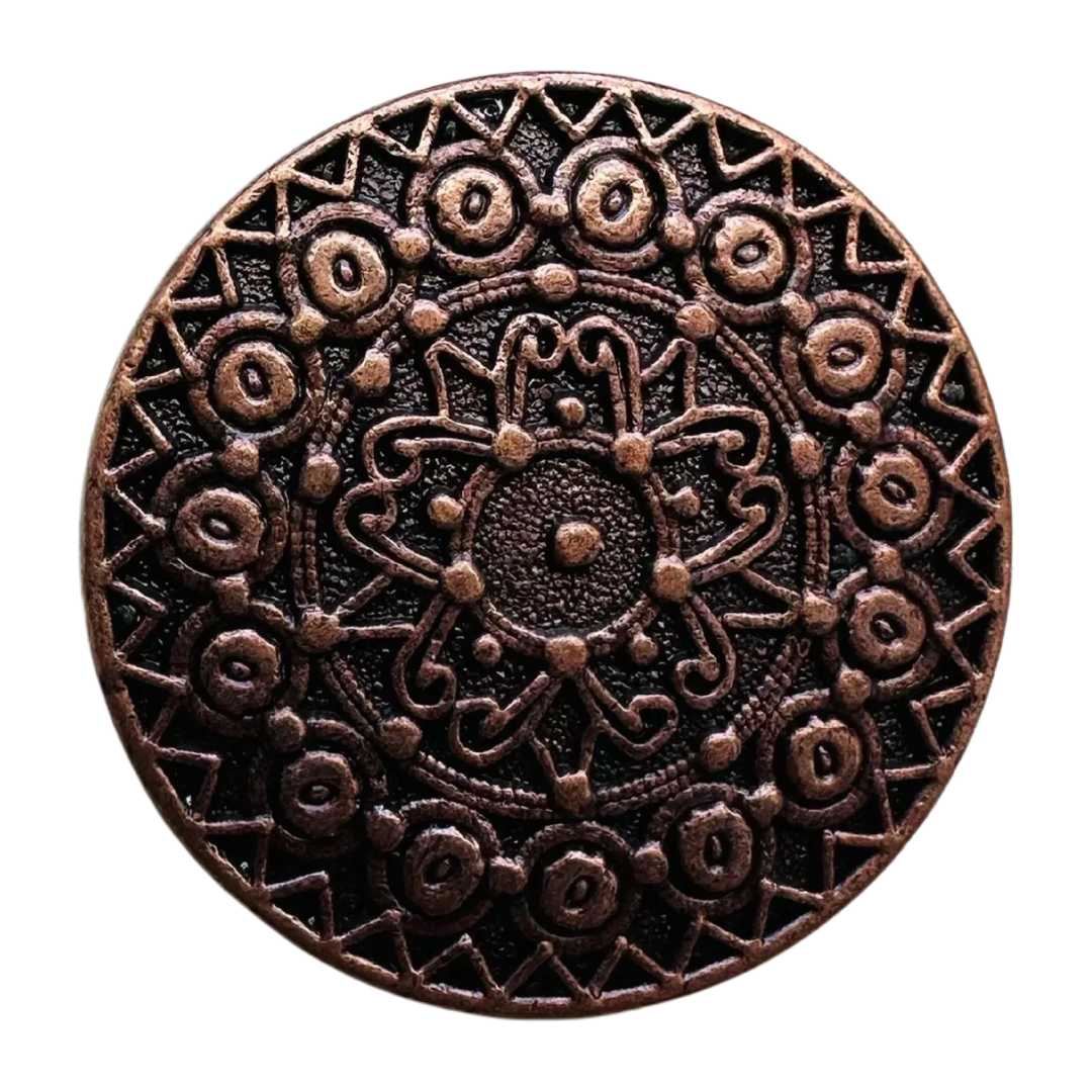 Copper Tone Metal Shank Button – 23mm Ornate Floral Design – Sold Individually