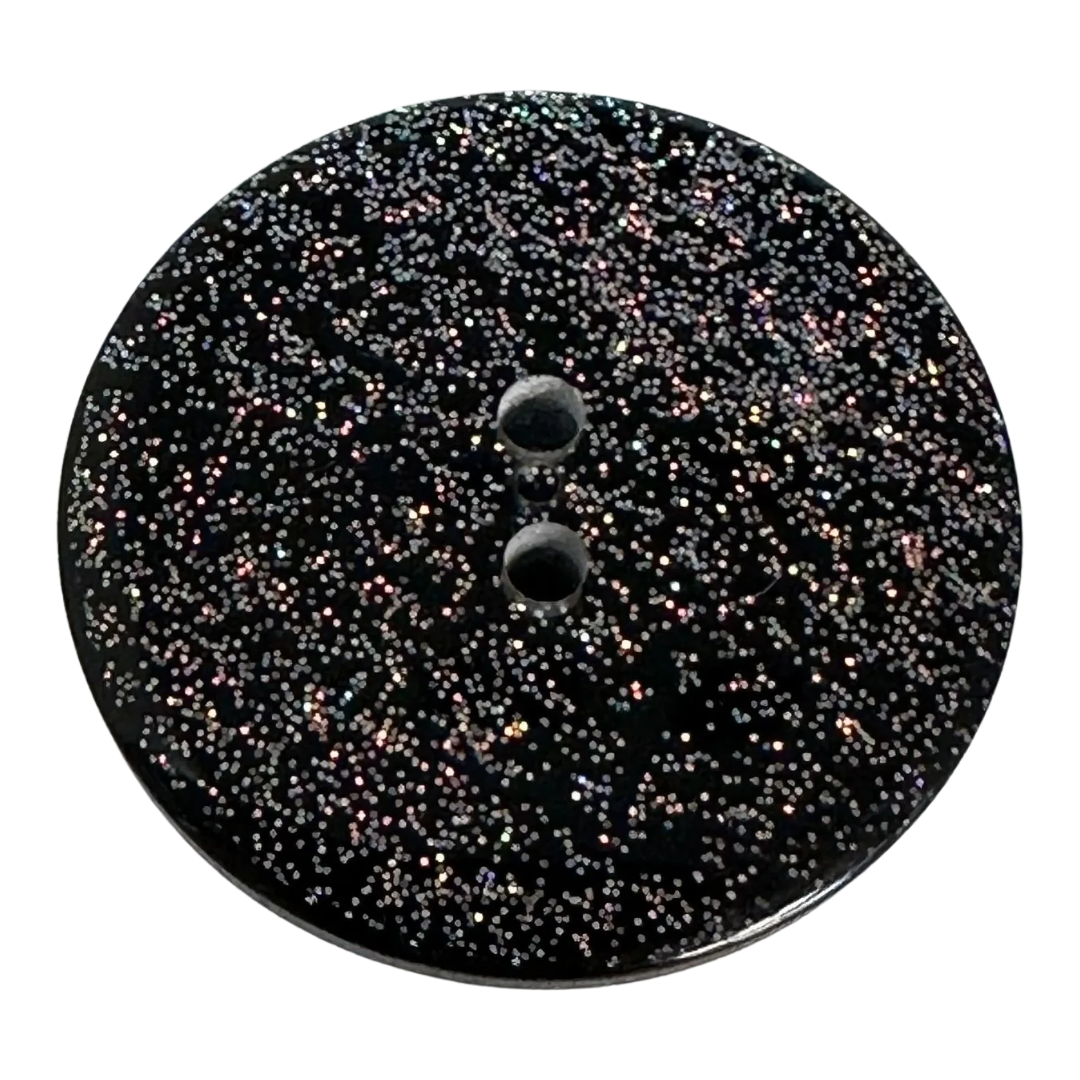 Black Glitter Button 28mm – Silver & Gold Sparkle Finish – Sold Individually