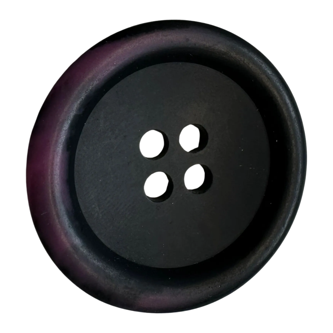 Black & Purple Coat Buttons 34mm – Large Four Hole Buttons – Set of 6