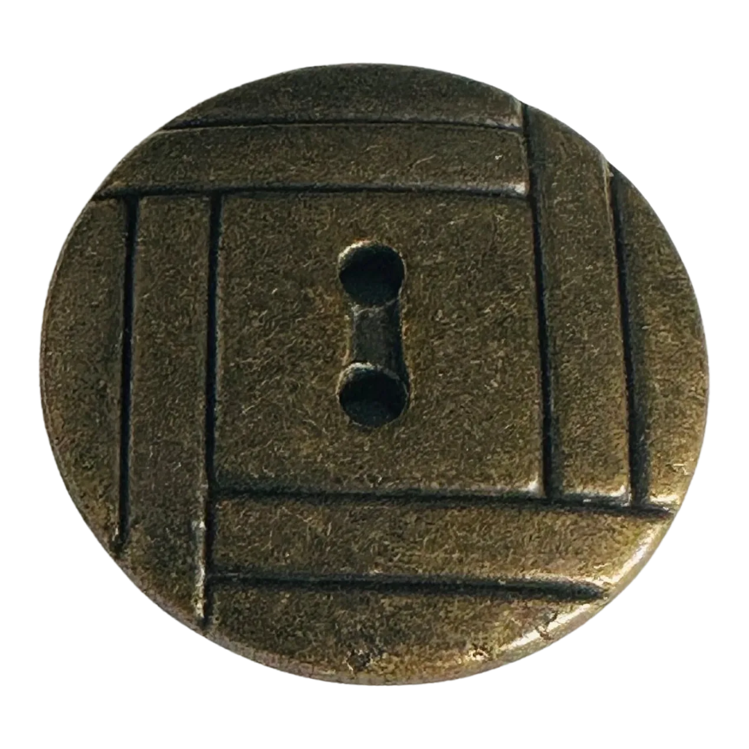 Metal button 17mm age-gold distressed effect sold individually