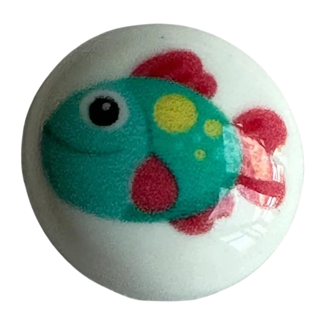 Fish picture button 15mm cute novelty design sold individually