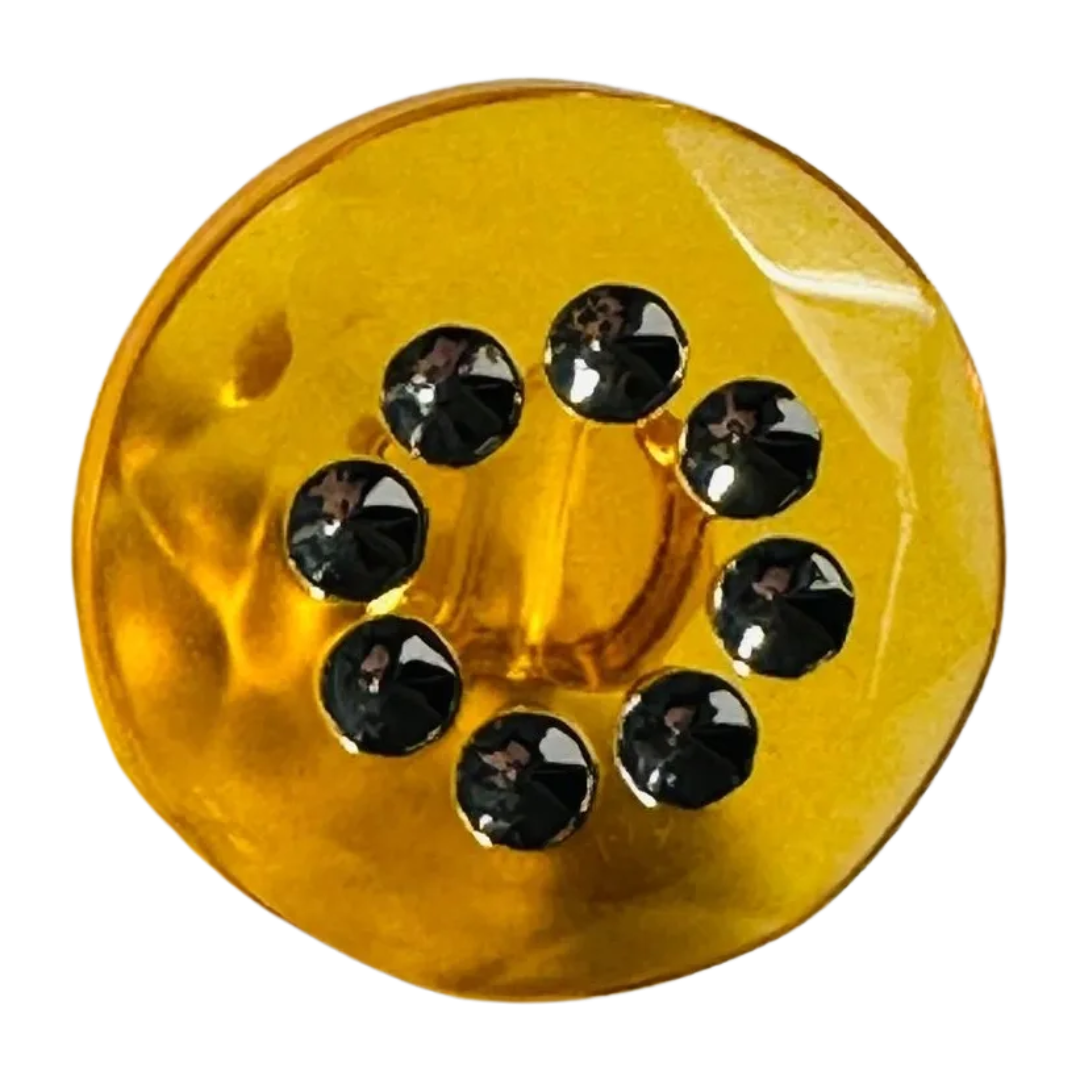 Tangerine-tone button 15mm transparent finish with silver-effect detail sold individually