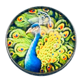 Peacock Glass & Metal Button 22mm – Sold Individually
