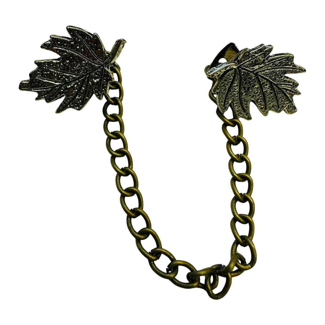 Gold Leaf Cardigan Clip – No Sewing – Decorative Chain Fastener – Sold Individually