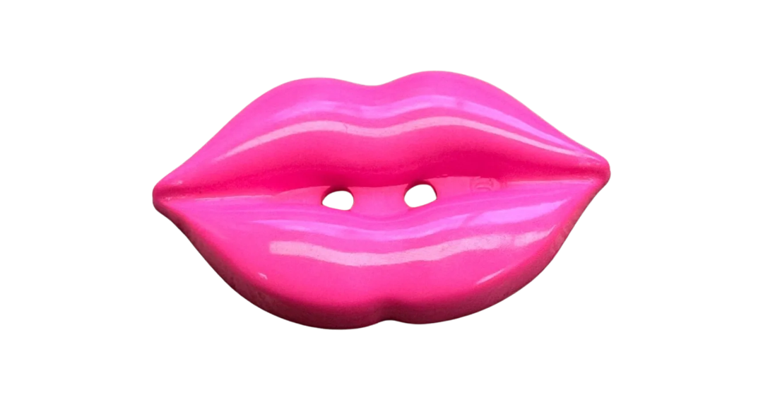 Pink Lip Button 26mm – Novelty Sewing Button – Statement Lips – Dressmaking & Costume – Sold Individually