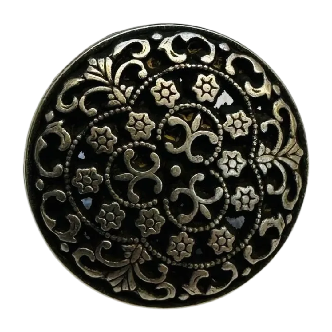 Silver Tone Metal Cuff Buttons 18mm – Ornate Floral Scroll Design – Sold Individually