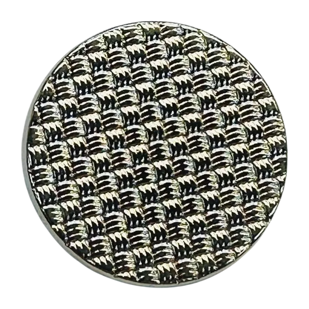 Metal button 20mm silver tone woven design sold individually