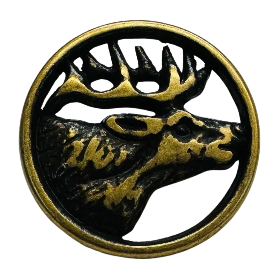 Stag Metal Button – Aged Bronze Tone – 15mm, 20mm or 25mm